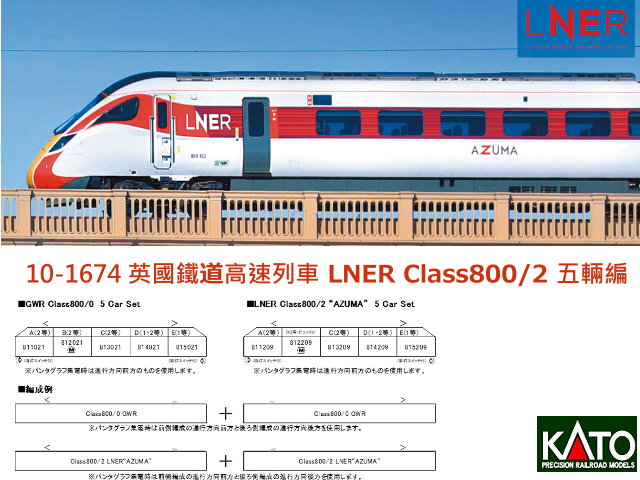 kato-10-1674-英國鐵道 LNER CLASS 800/2 5輛基本組-特價