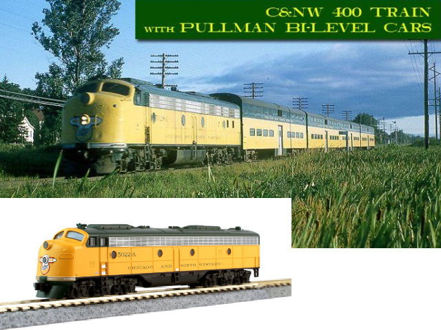 kato-106-104- C&NW EMD E8A and Pullman Bi-Level "400" Train 6-Un