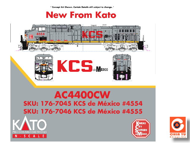 kato-176-7046-SN EMD AC4400CW KCS de Mexico #4555 q-w