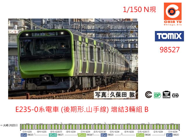 TOMIX-98527-E235-0系電車 (後期形.山手線)增結3輛組B-預購